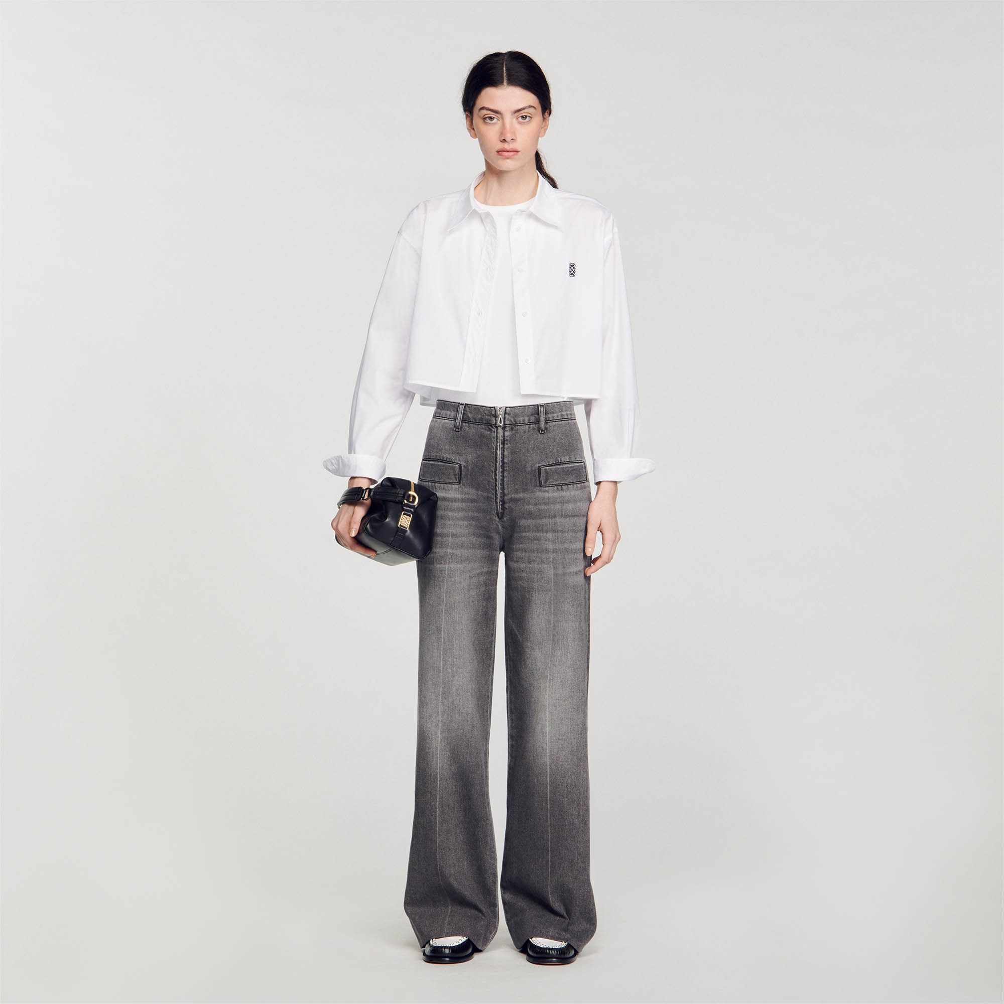 Sandro cotton Faded flared jeans