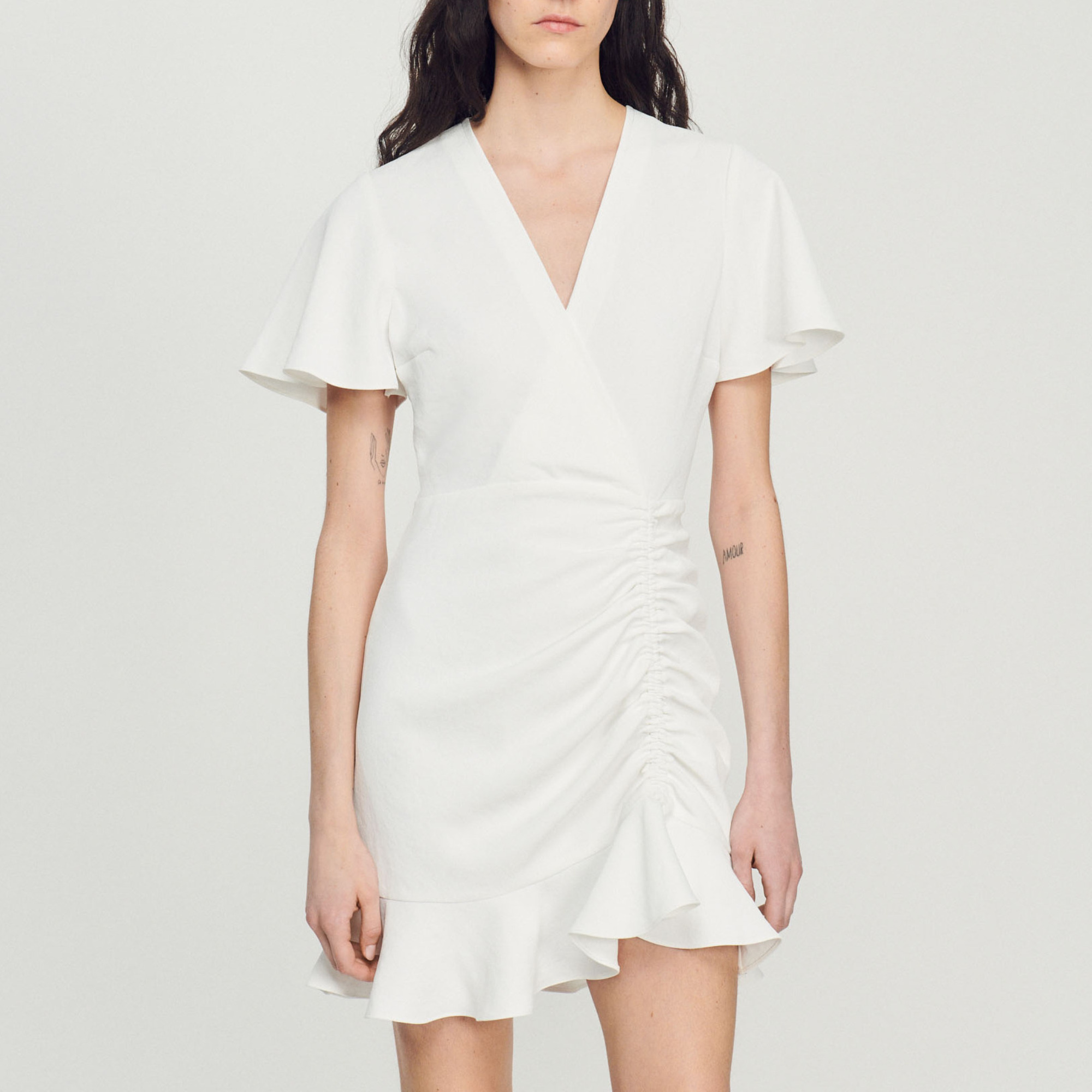 Short crossover dress - Dresses | Sandro Paris