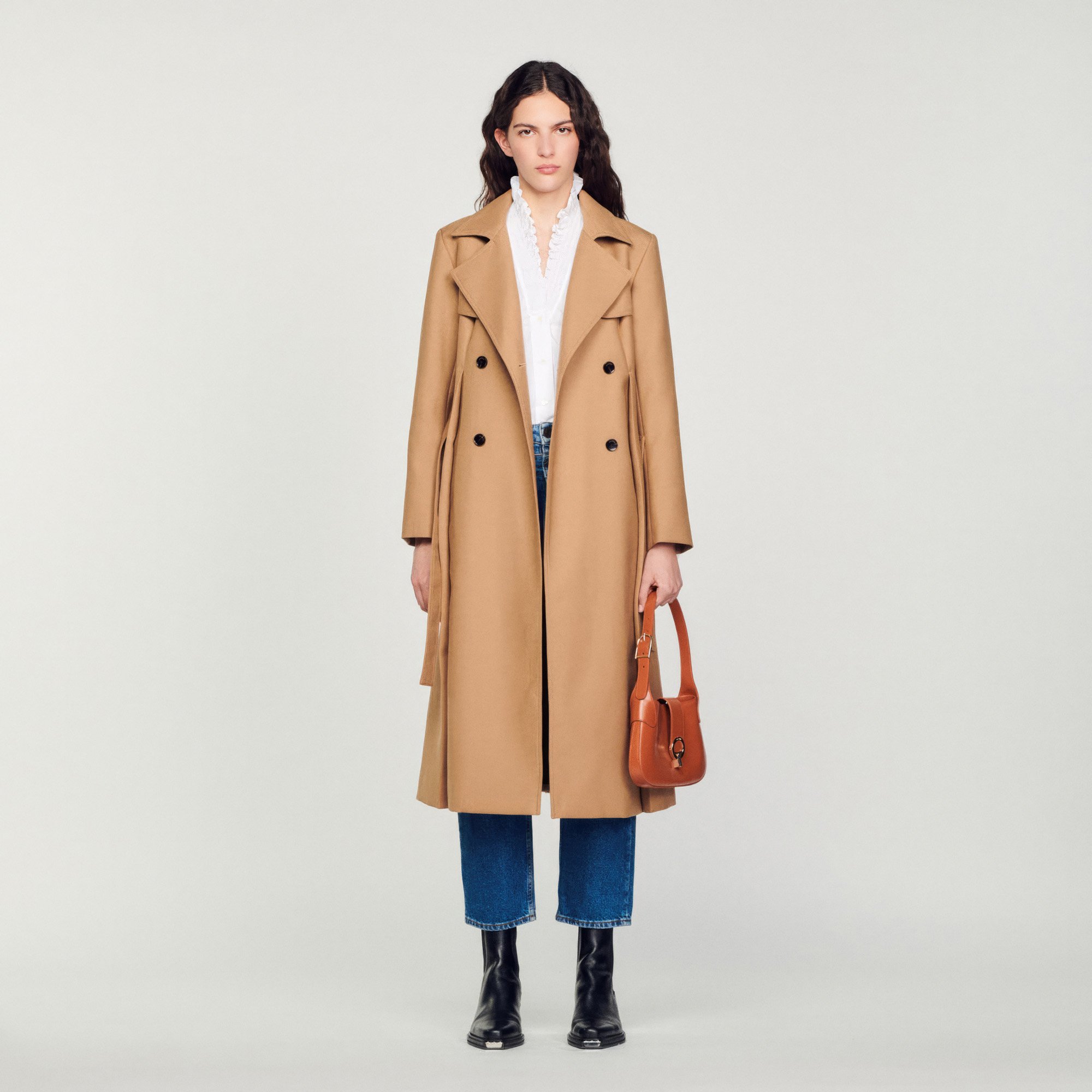 Sandro polyester Long trench-style coat