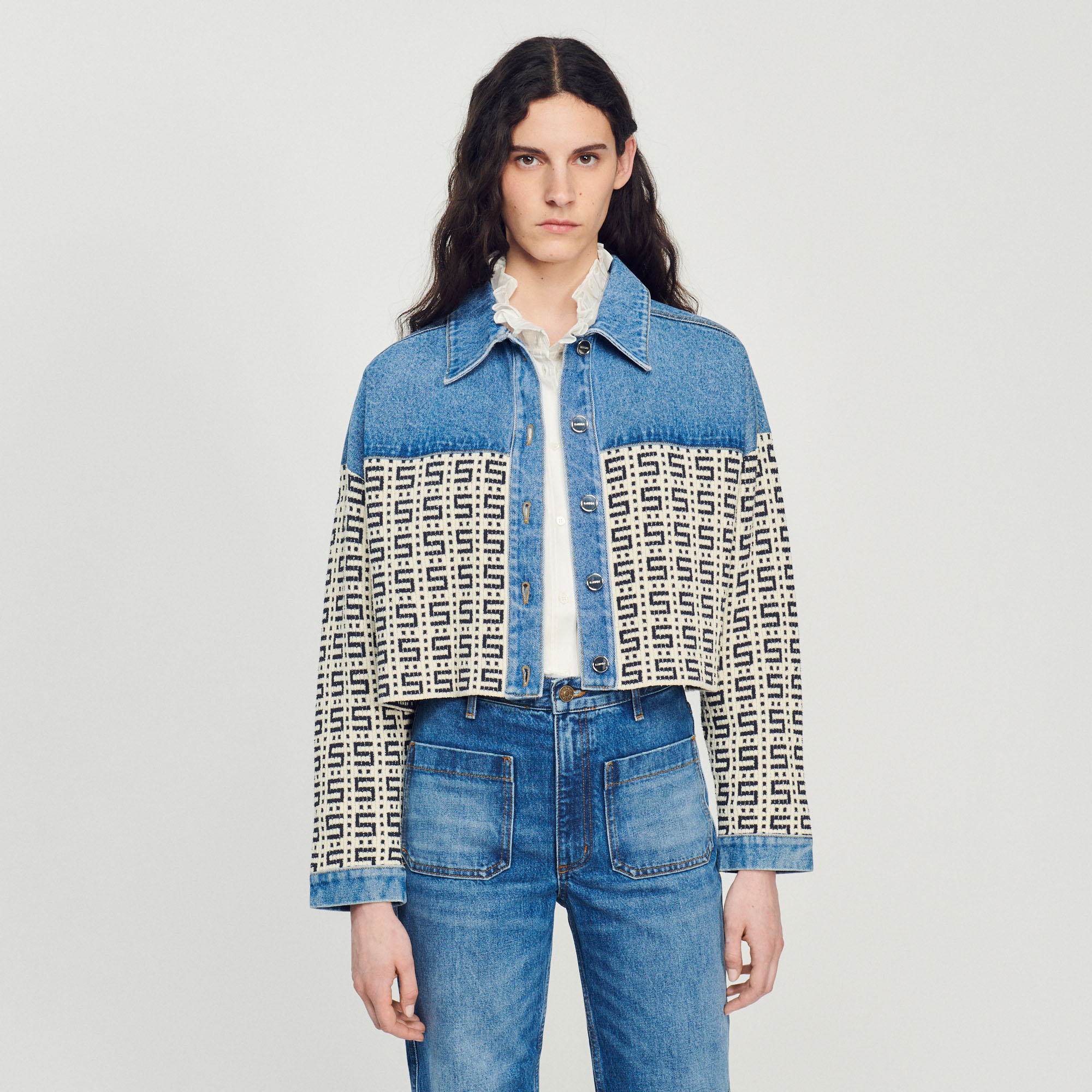 Cordoue Cropped denim coatigan - Sweaters & Cardigans | Sandro Paris