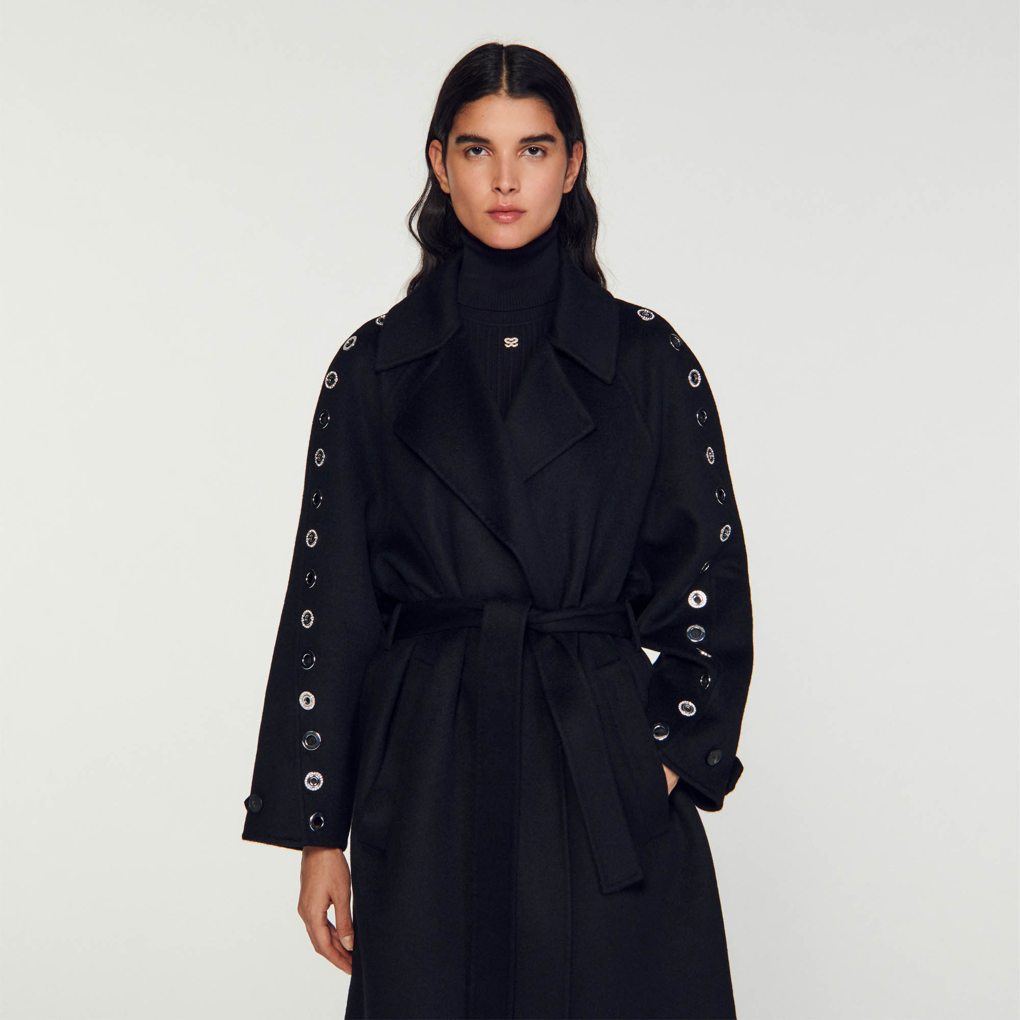 Eyelet trench coat - Coats | Sandro Paris