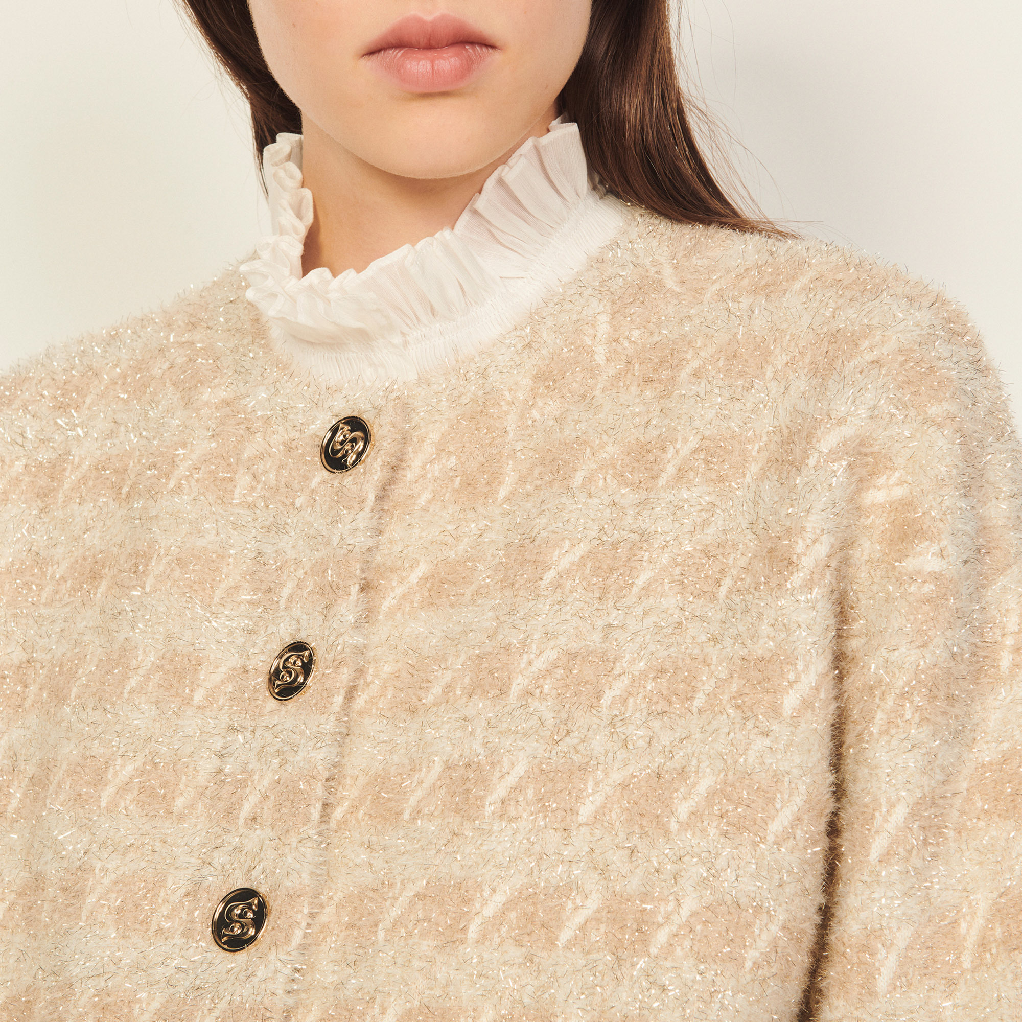 Tweed and lurex coatigan - Sweaters & Cardigans | Sandro Paris