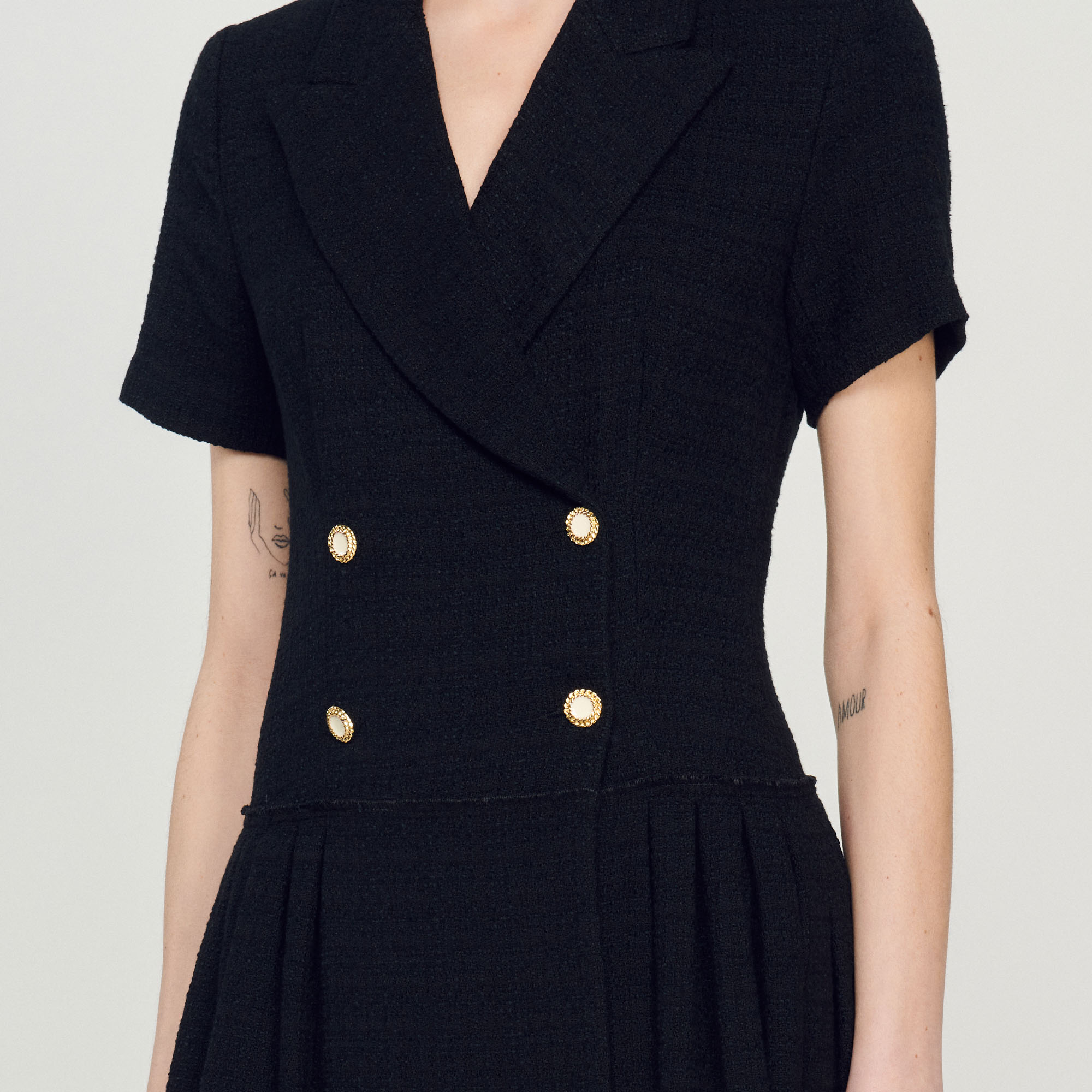 Rossa Short tweed coat dress - Dresses | Sandro Paris