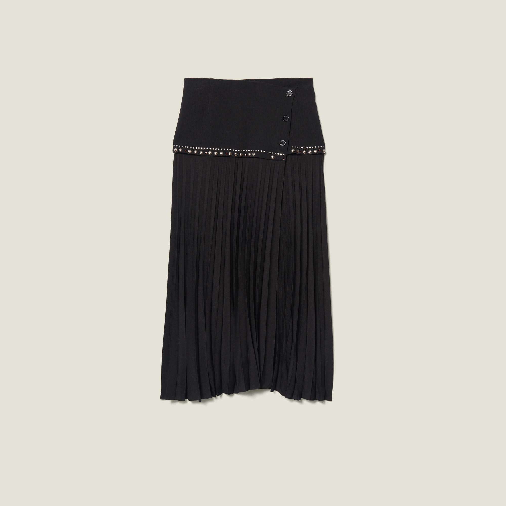 Long Pleated Wrapover Skirt - Skirts | Sandro Paris