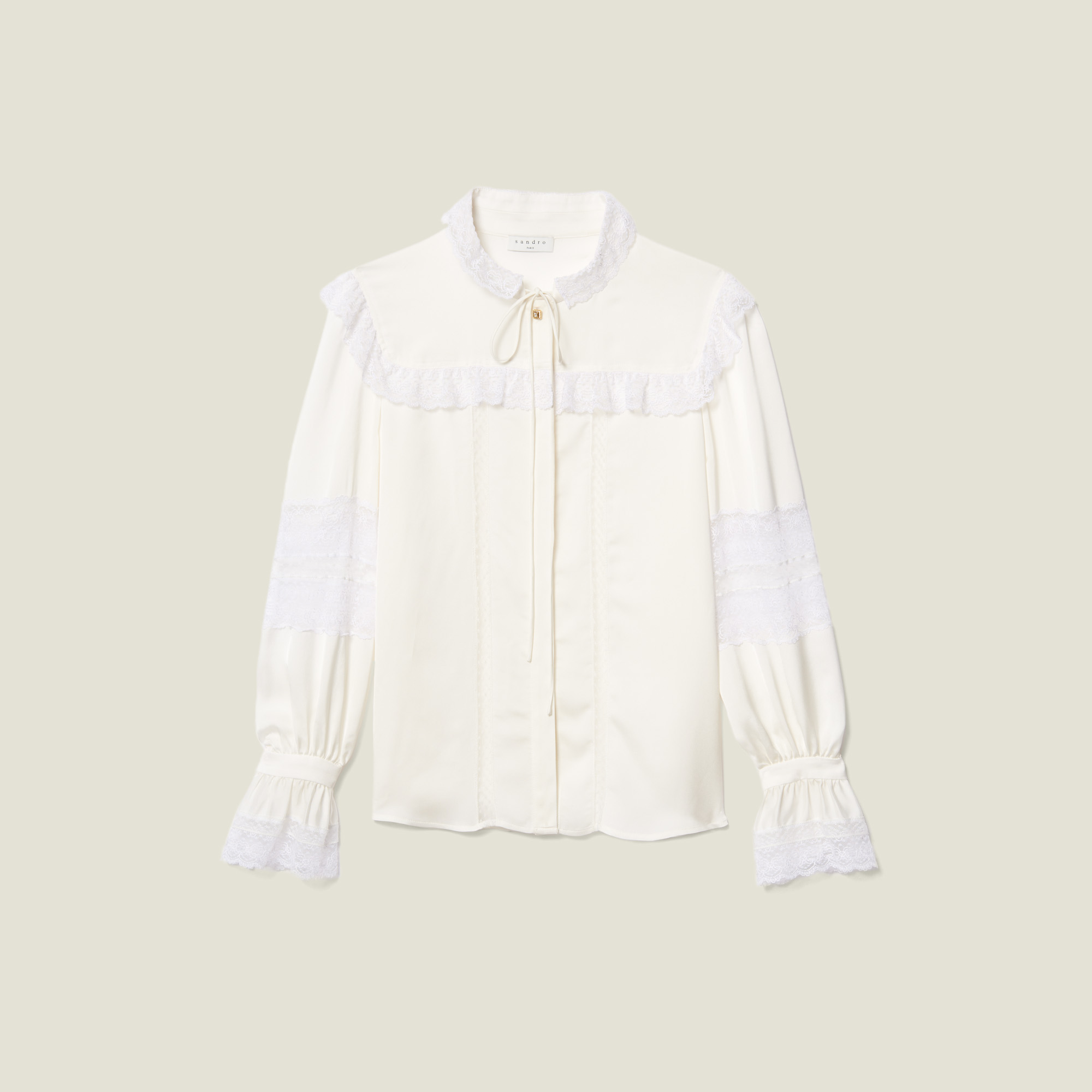 Lace embellished blouse - Tops & Shirts | Sandro Paris