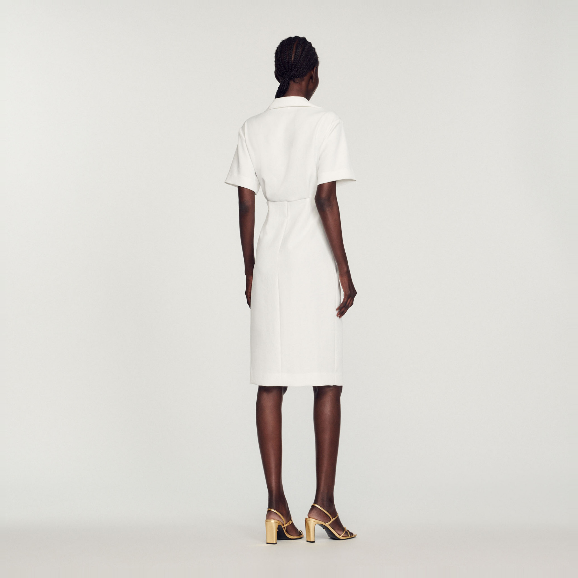 Nacre Buttoned midi dress - Dresses | Sandro Paris