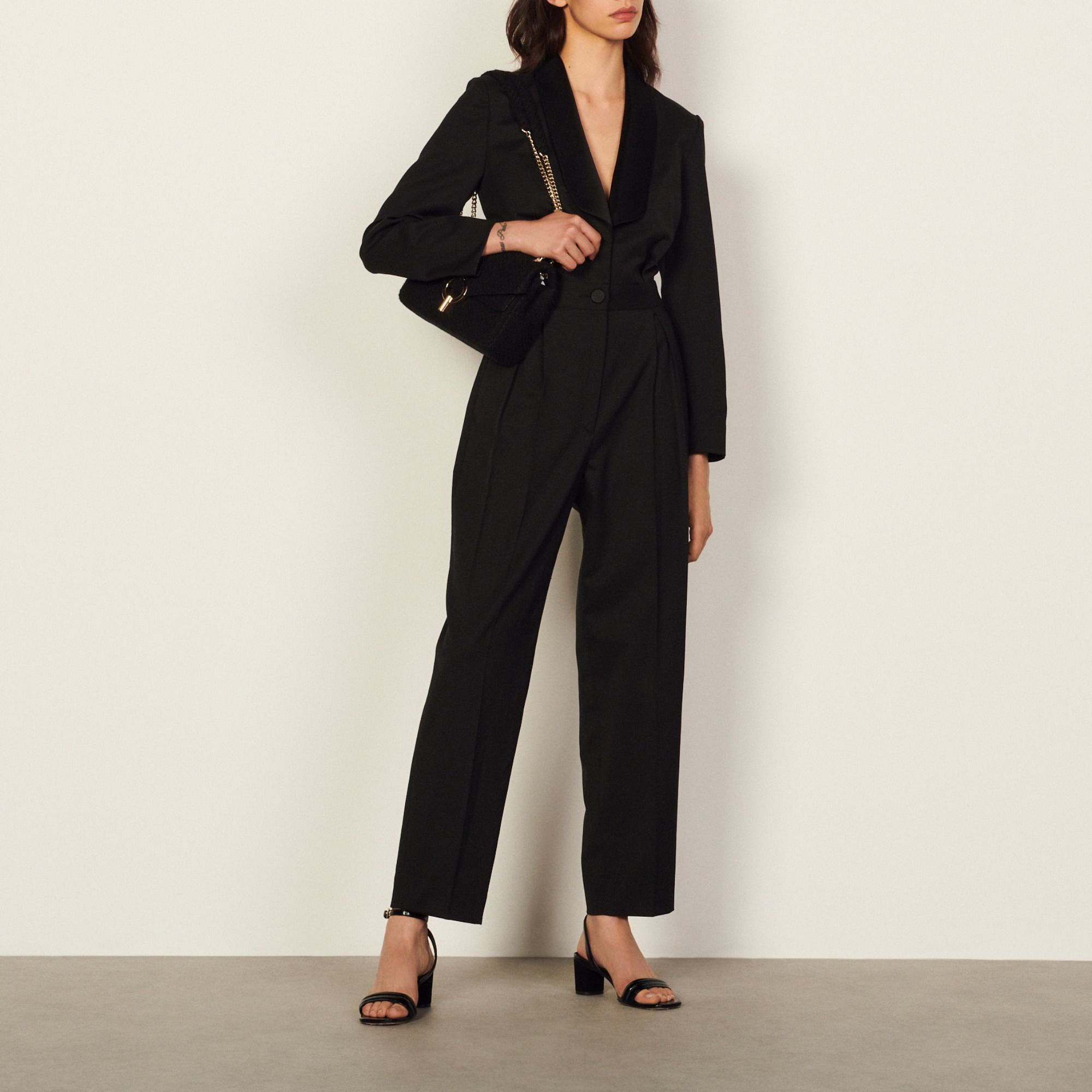 Jumpsuit with shawl collar - Jumpsuits | Sandro Paris