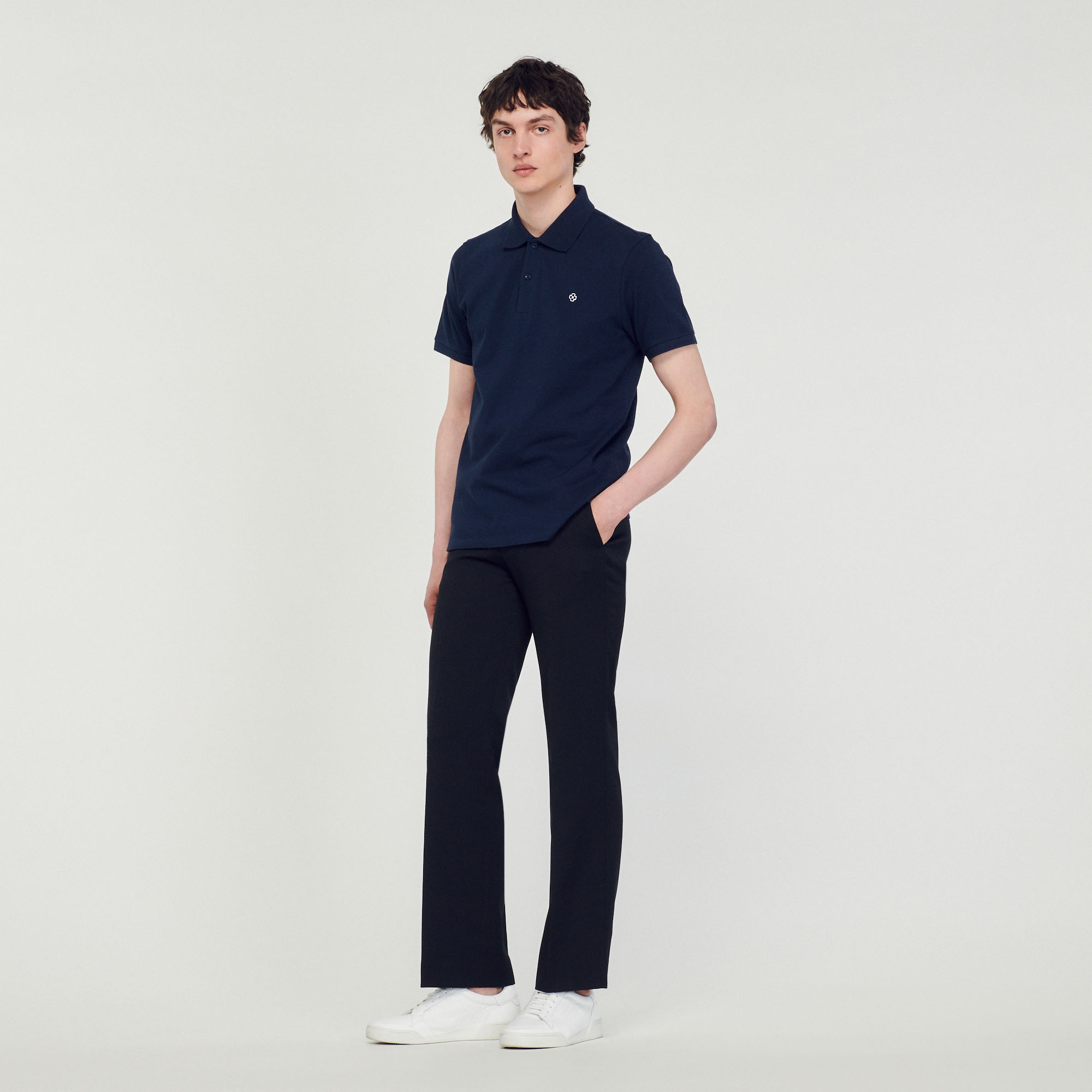 Sandro cotton Polo shirt with Square Cross patch