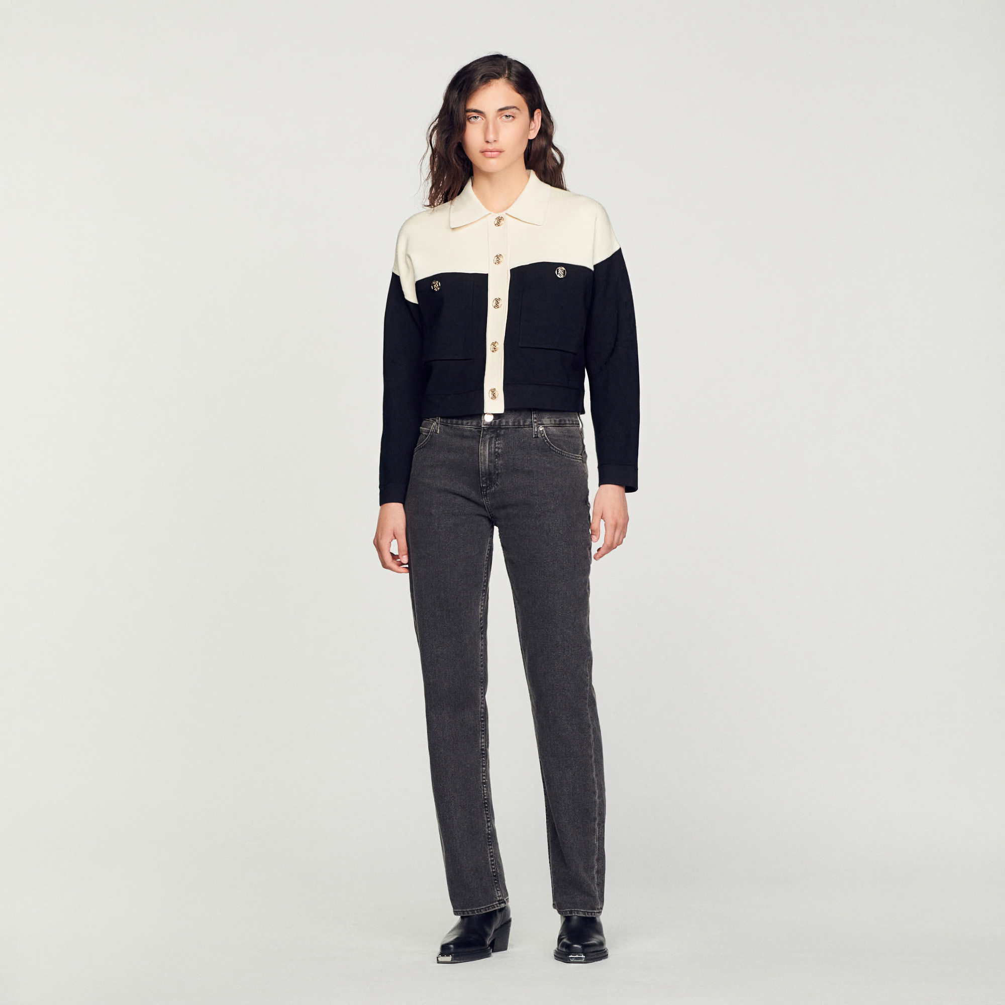 Killim Oversized cropped coatigan - Sweaters & Cardigans | Sandro Paris