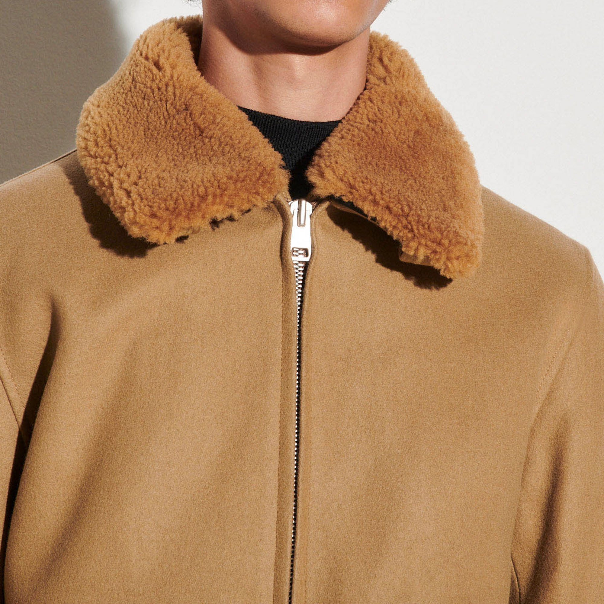 Aviator jacket with sheepskin collar - Jackets | Sandro Paris