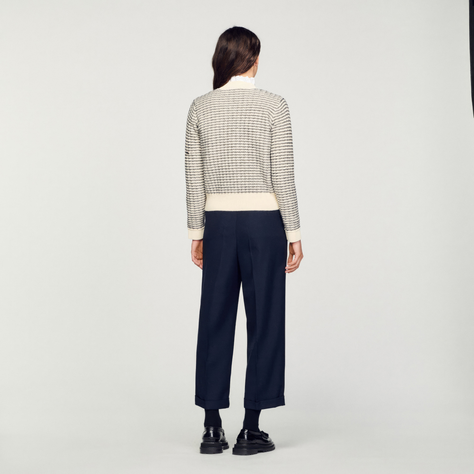 Octobre Striped knit cardigan - Sweaters & Cardigans | Sandro Paris